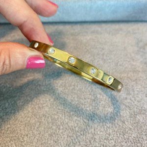 Authentic Kate Spade Gold Bangle Bracelet with Rhinestones